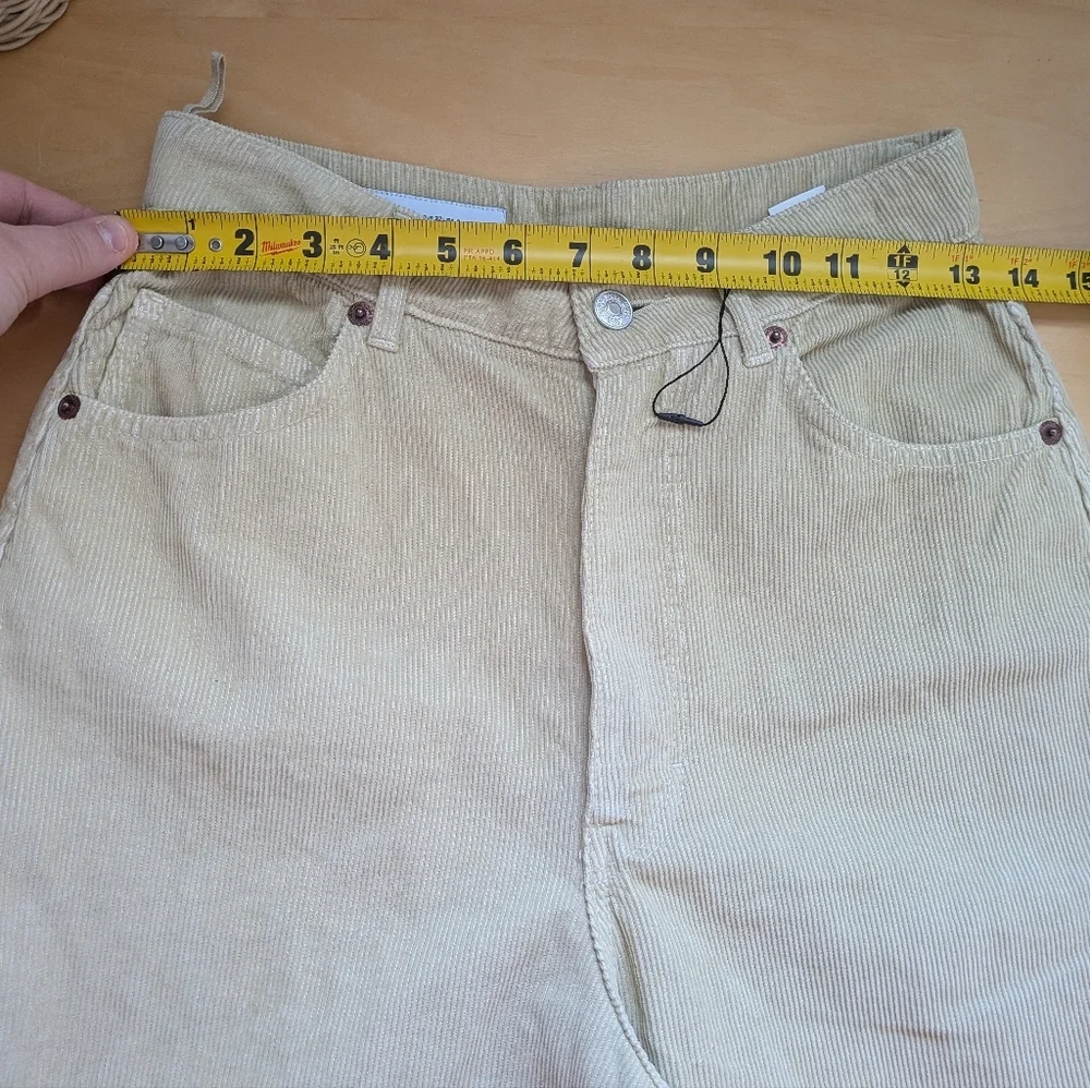 NWOT ZARA Corduroy Women Pants Size 0 Beige Light Yellow Color 100% Cotton Baggy - Picture 9 of 12